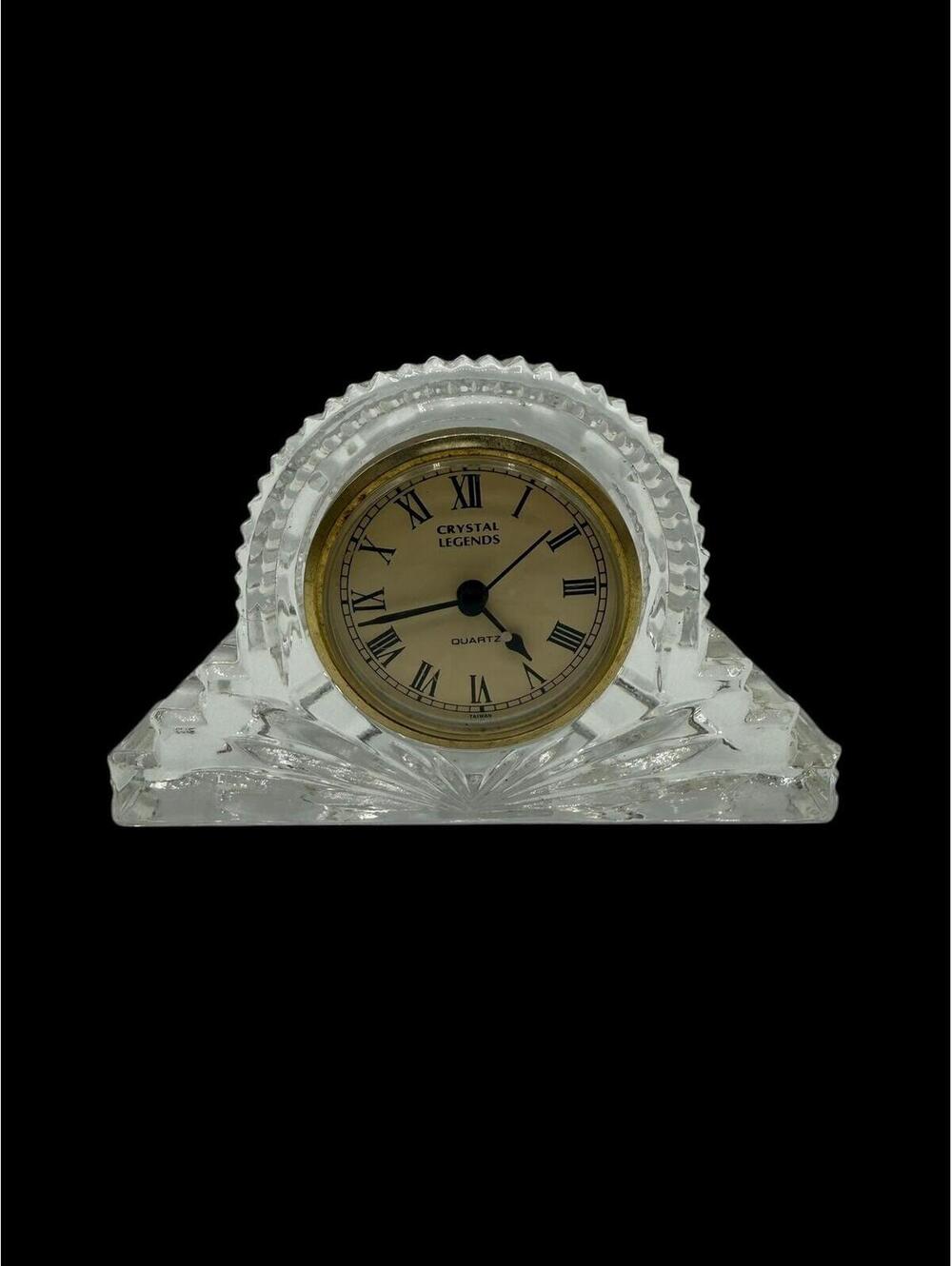 Vintage Godinger Leaded Crystal Legends Clock, Table Bedside Clock, Battery